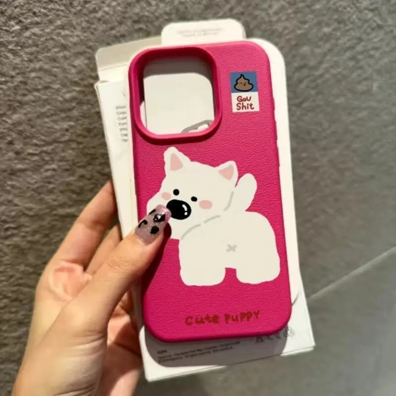 SEIRASSIM cute cartoon puppy red phone case for iphone 16 pro max 15 14 plus 13 11 12 silicone back cover for iphone xs max xr x