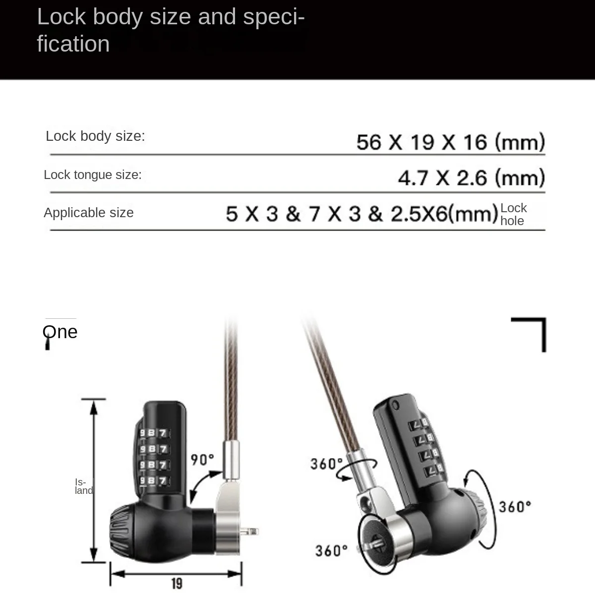 kensington Universal Laptop Lock Anti-Theft Cable Lock Digital Equipment  Locker for Laptops PC Monitor Other Devices Black 2M