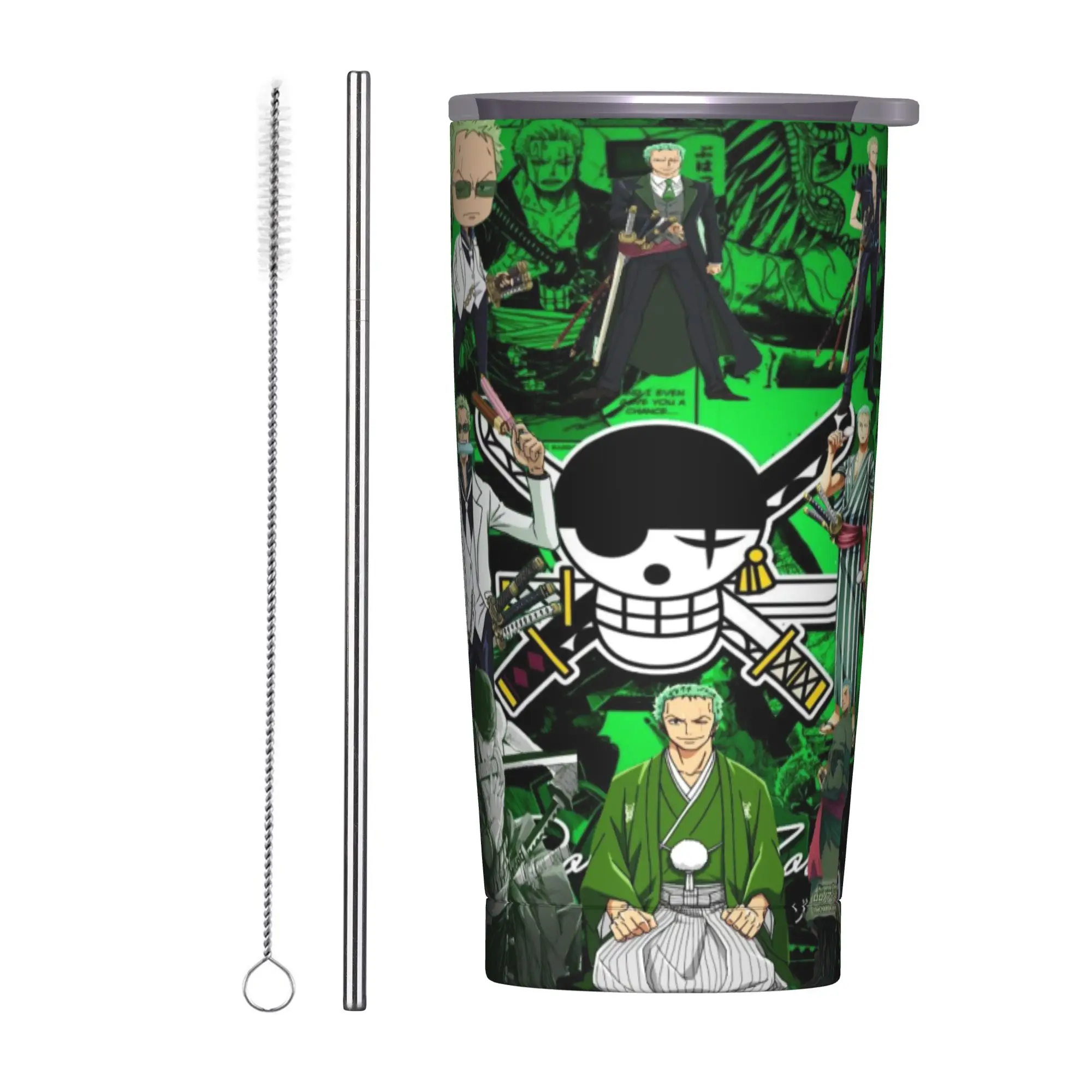 

Луффи Зоро Тони Чоппер аниме Стакан с соломой Дорожные кружки из нержавеющей стали с двойными стенками и вакуумной изоляцией для холода или горячего, 20 унций