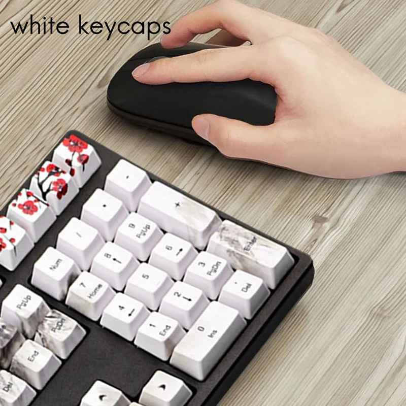 110 Keys PBT Keycap Dye-Sublimation Plum Blossom Cherry Profile Key Cap DIY Mechanical Keyboard Keycap Set