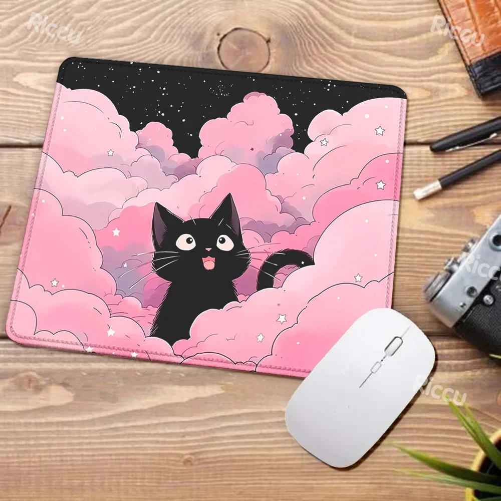 カワイイ星空猫マウスパッド、小さなかわいい敷物、テーブルキーボード、デスクマット、ラップトップクッション、ゲームアクセサリー、コンピューター、キーボード、オフィス