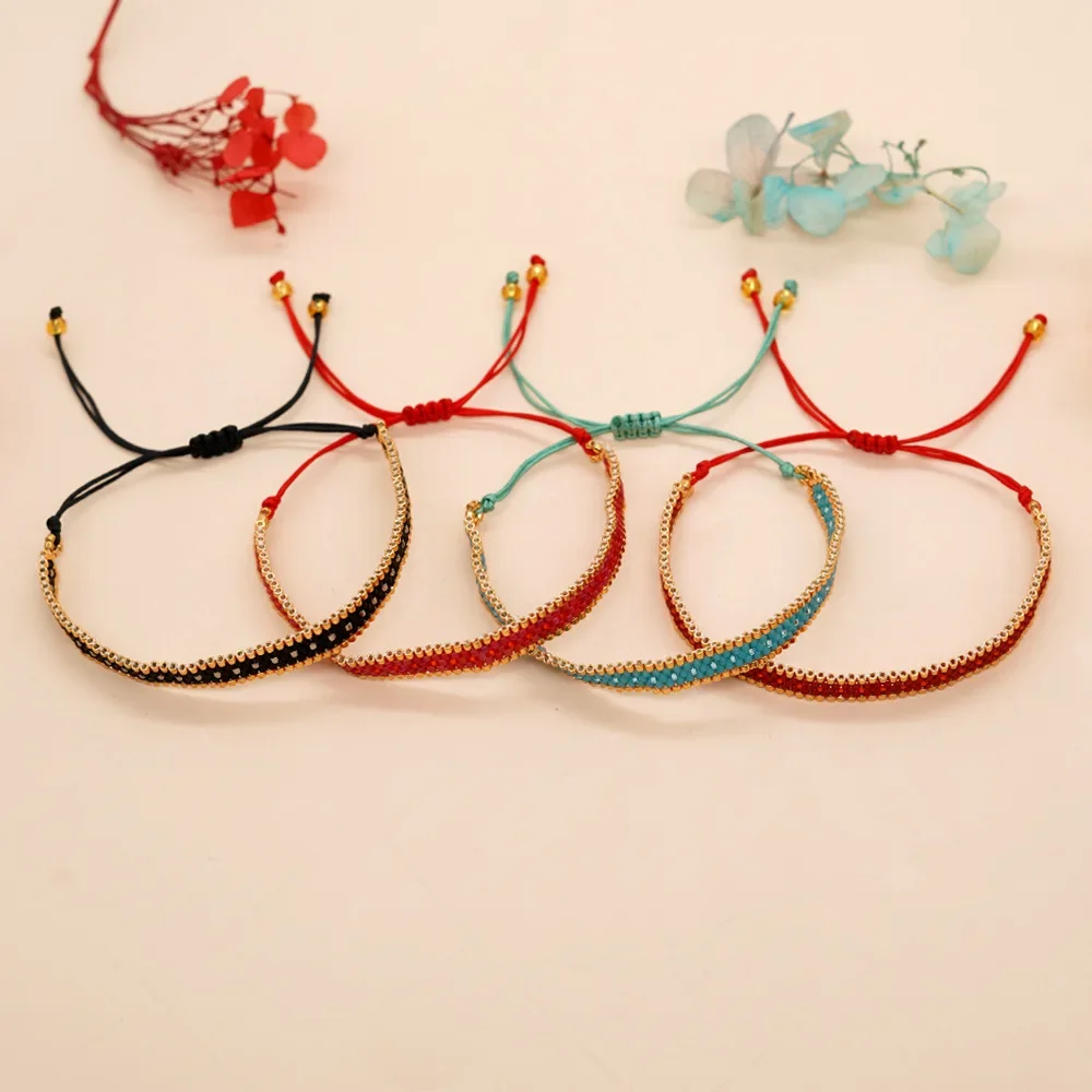 Beaded bracelet Intersperse Colour Originality Hand knitting Adjustable Bohemia Tide Simple Rice bead bracelet