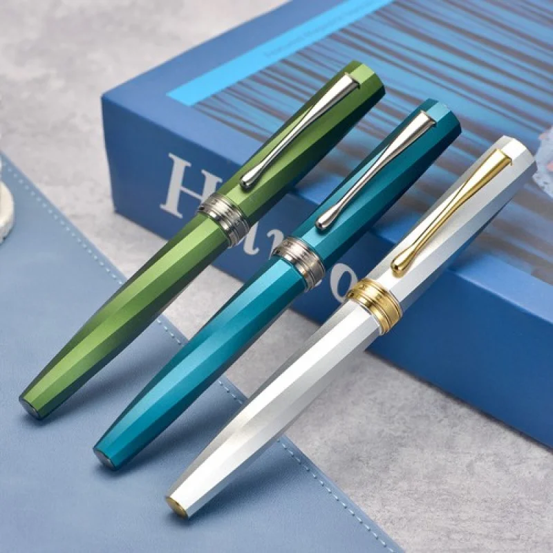 A+Hongdian N11 Füllfederhalter EF/F Feder und Konverter, polygonaler Geschenkstift aus Aluminiumlegierung