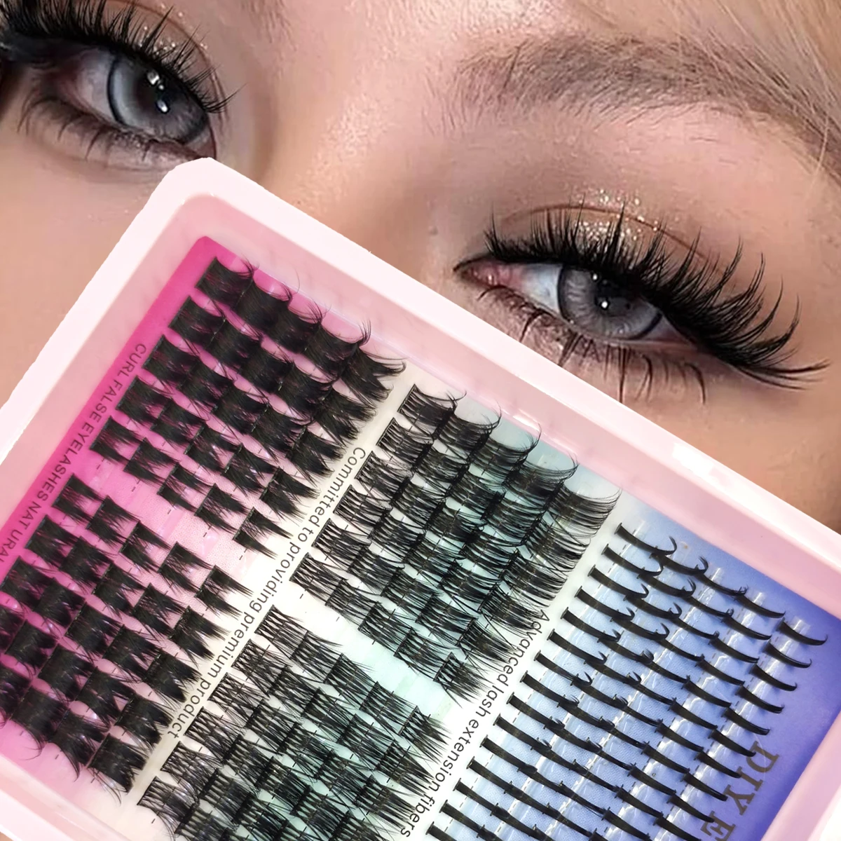 Manga Wimpernbüschel Wispy Cluster Wimpernverlängerungen Natürliche Bunny Fairy Einzelwimpern Kurze Wet-Look Wimpernverlängerungen
