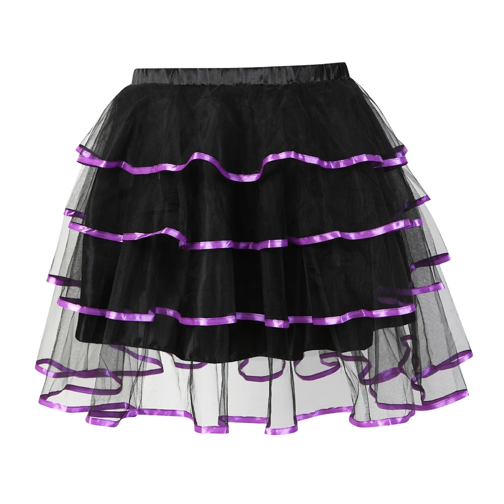 

Sexy Ruffles Layered Skirts Adult Ribbon Trim Punk Tutu Skirt Lolita Corset Skirt Showgirls Dancing Skirt Plus Size Cosplay Tutu