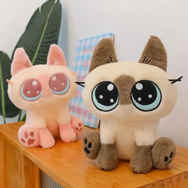 2024 New Siamese Cat Plush Doll Sleeping With Cat Pillow Kawaii Sofa Home Cushion Plush Doll Toy Ornaments Birthday Gift