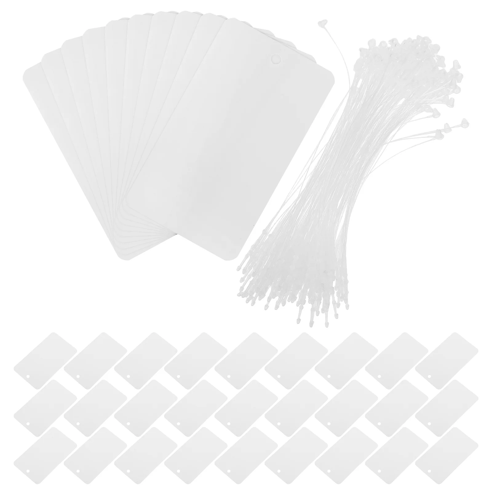 

100pcs PVC Blank White Tags Waterproof Hanging Cards for Jewelry Cruise Ship Labels Identification Accessories