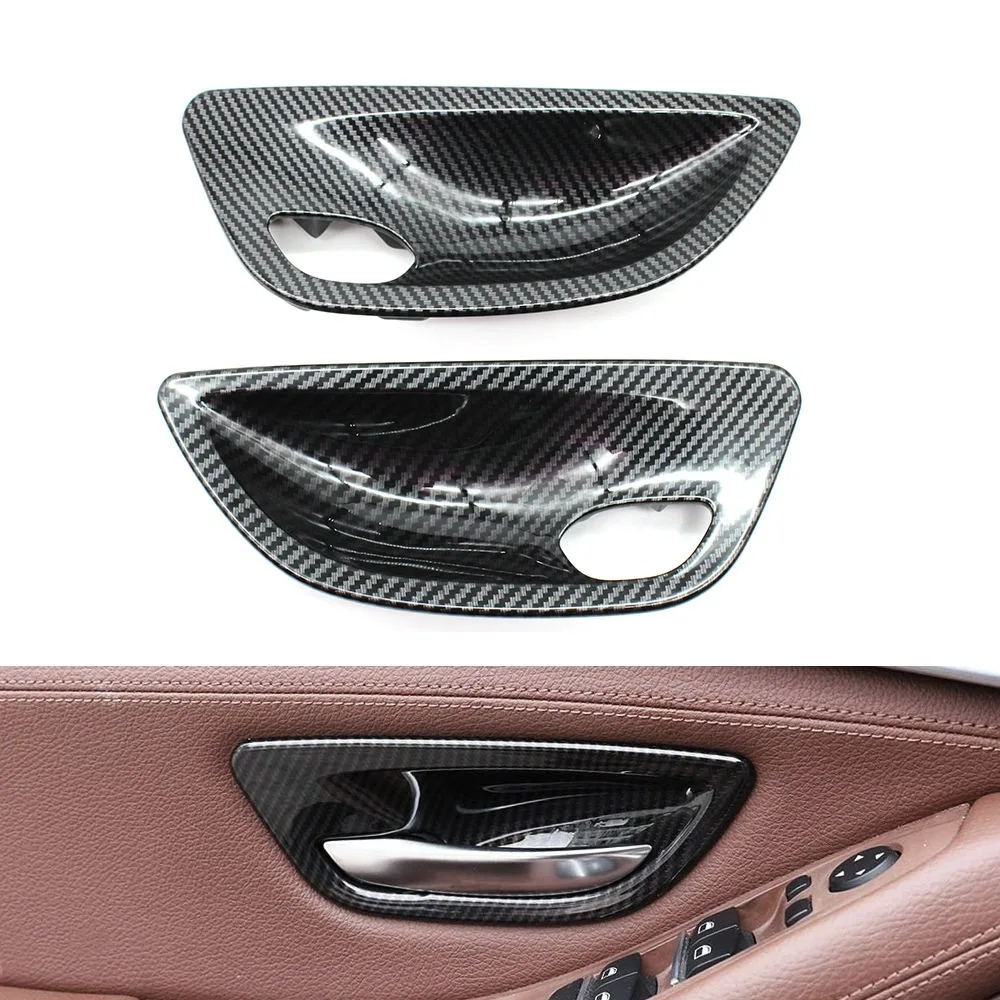 Carbon Fiber Interior Door Panel Opening Handle Bowl Cover Trim Replacement For BMW 5 Series F10 F11 520i 523i 525i 528i 535i