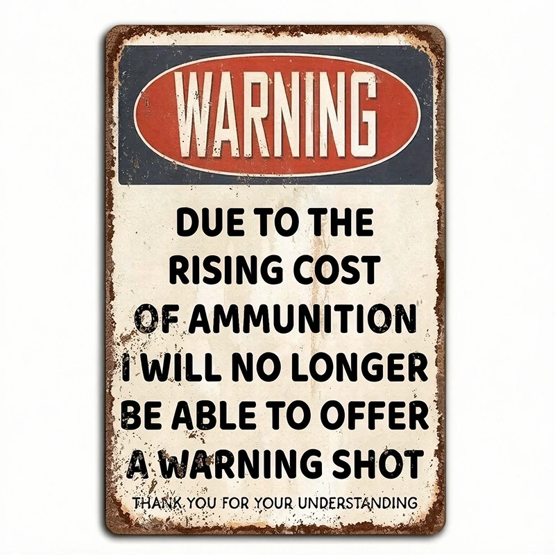 Funny Shooting Warning Sign - 2D Flat Metal Tin Sign, Humorous Gun Range Safety Plaque, Vintage Man Cave Wall Decor
