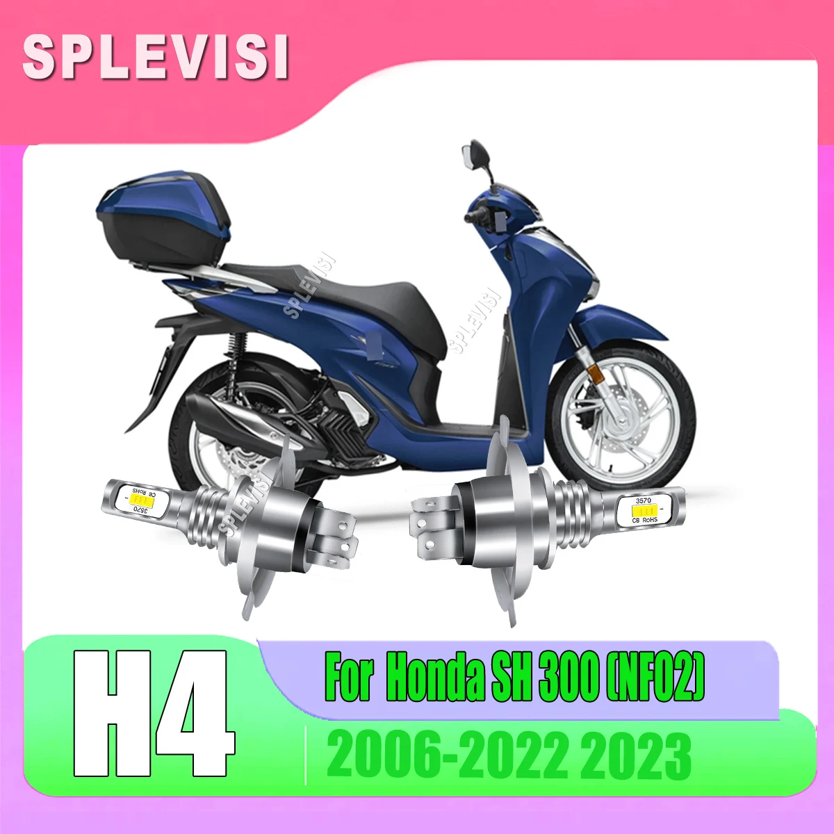 

h4 9003 led headlight bulbs hi/low beam - spread the light on the road For Honda SH 300 (NF02) 2006 2007 2008 2009 2010-2023