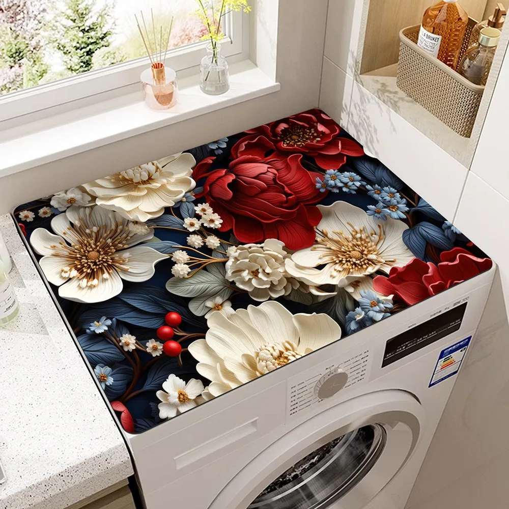 

Новые разноцветные противоскользящие чехлы для стиральных и сушильных машин, защитные чехлы для верхней части стиральной машины с цветочным дизайном, пылезащитные чехлы