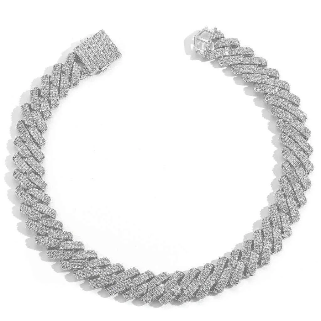 Quality Moissanite .Premium Diamond Chain 925 Sterling Silver Cuban Link Necklace for Hip Hop Style and Party Wear