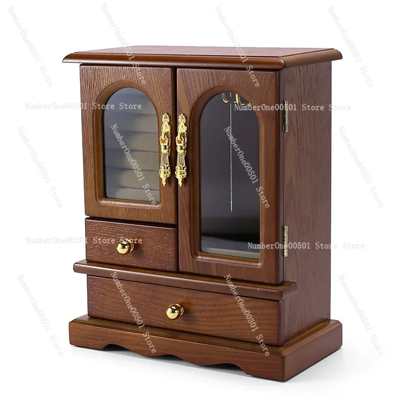 

Vintage Wooden Jewelry Box Multi Compartment Organizer for Earrings Necklaces Rings Retro Style Storage Case