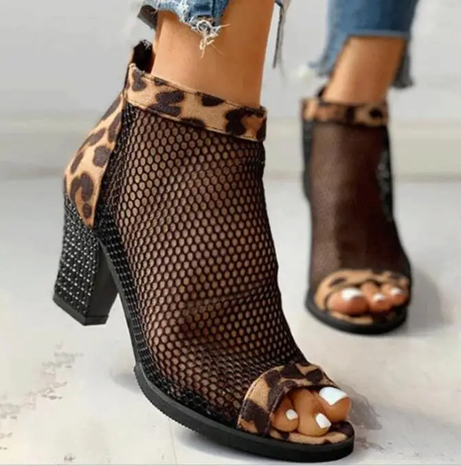 New Women Sandals Summer Exposed Toe High-heeled Romanesque Ladies Ankle Boots Mid Shoes Platform Fish-billed Boot