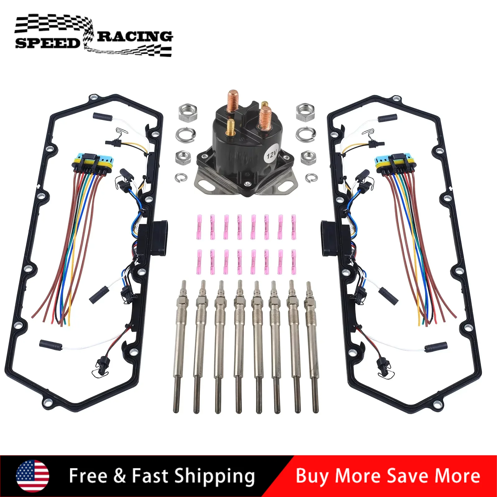 

Diesel Glow Plugs Gasket & 8pcs Glow Plugs + Relay For 1998-2003 Ford 7.3L Powerstroke Sliver