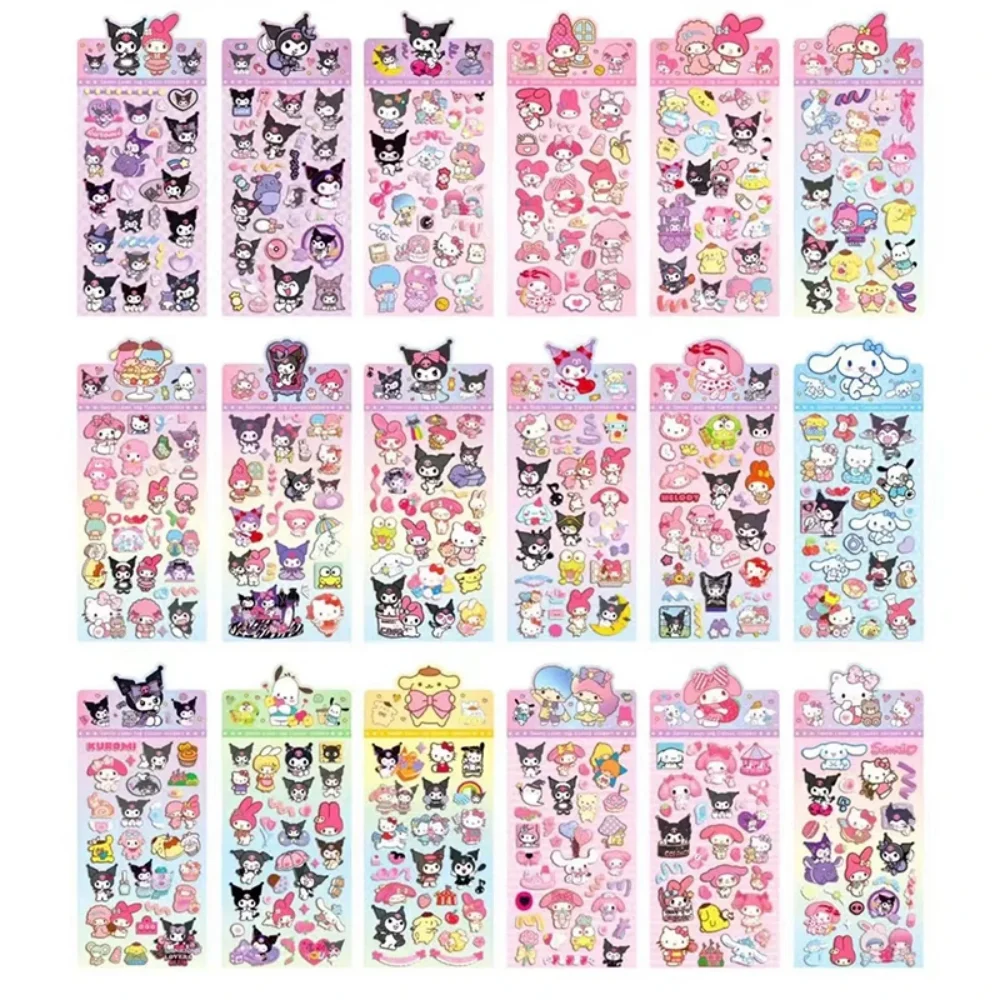 20Pcs Sanrio Hello Kitty Mix Laser Flash Sticker Cute Kuromi Cinnamoroll Melody DIY Handmade Decoration Stickers Gifts Kids Toys image 6