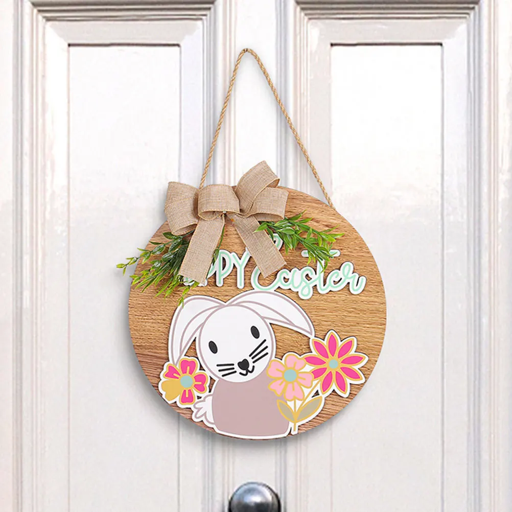 

Rabbit Decorative Pendant Wood Sign Easter Hanging nament Festive Door Decor DIY Scene Layout Pendant