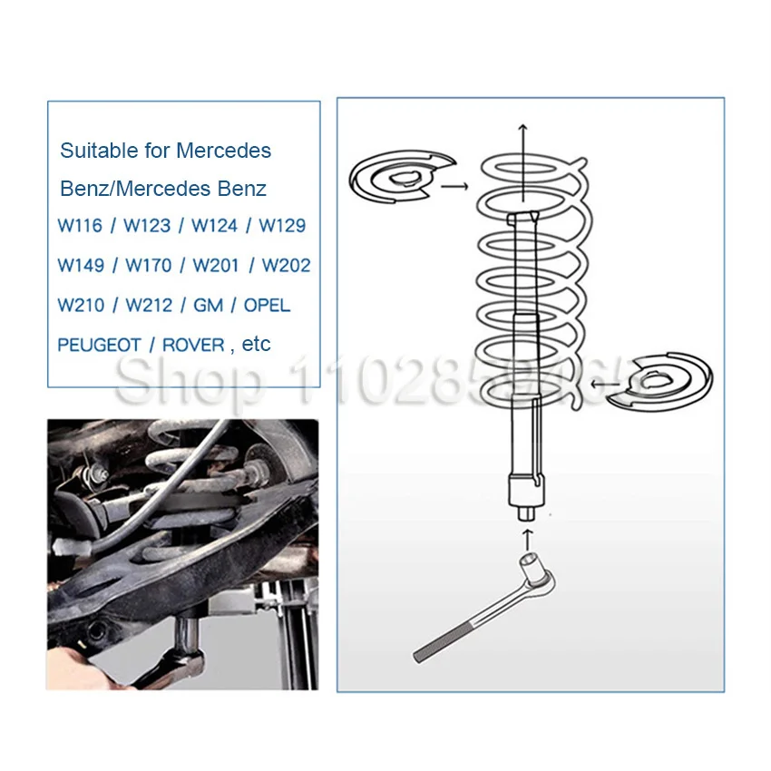 5pc Coil Spring Compressor Telescopic Repair Tool Kit Strut Tool For Mercedes Ben-z W123 W124 W202