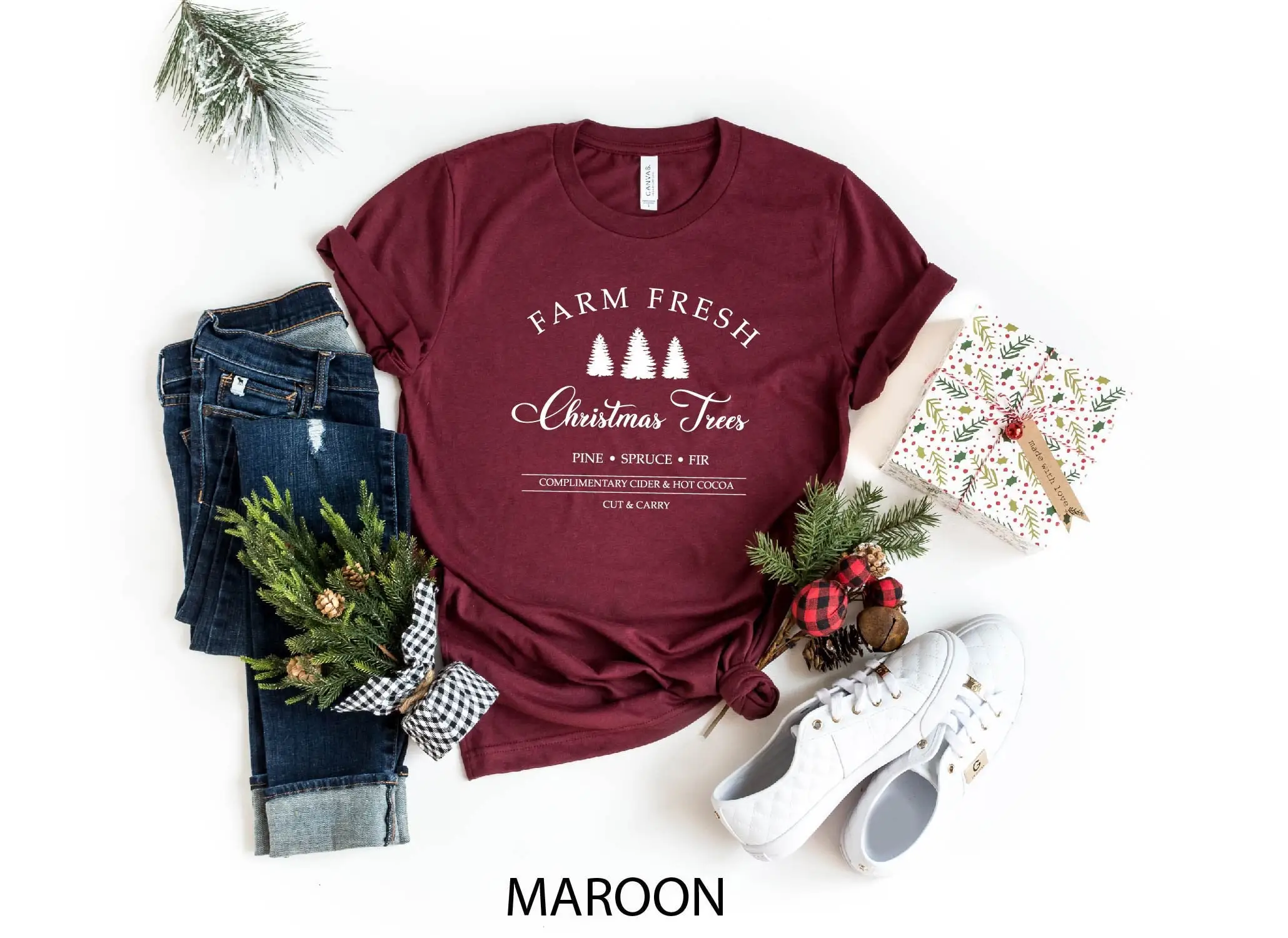 Farm Fresh Christmas Trees T Shirt For Family Women's Apparel