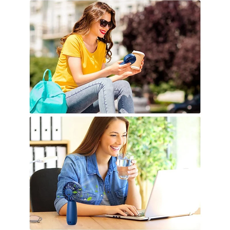 2 Pack Handheld Fan Rechargeable Mini Fan Personal Fan With 3 Speeds Fan Fit For Home, Office, Travel