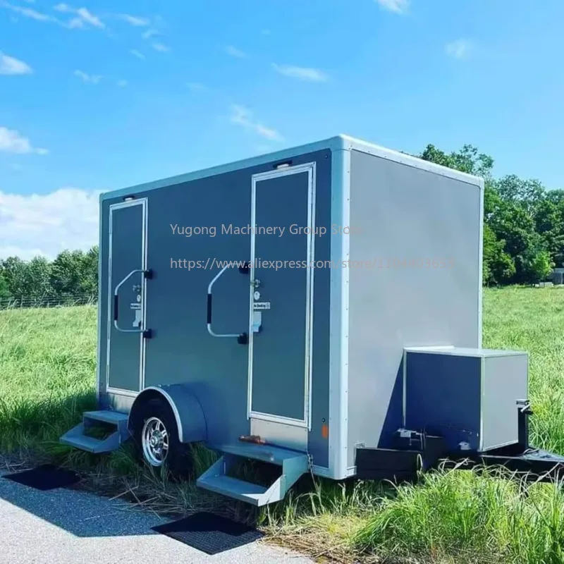 Mobile Bathroom Trailer, Portable Toilet Trailer Customizable Water Connection and Ventilation for Festivals Outdoor Events