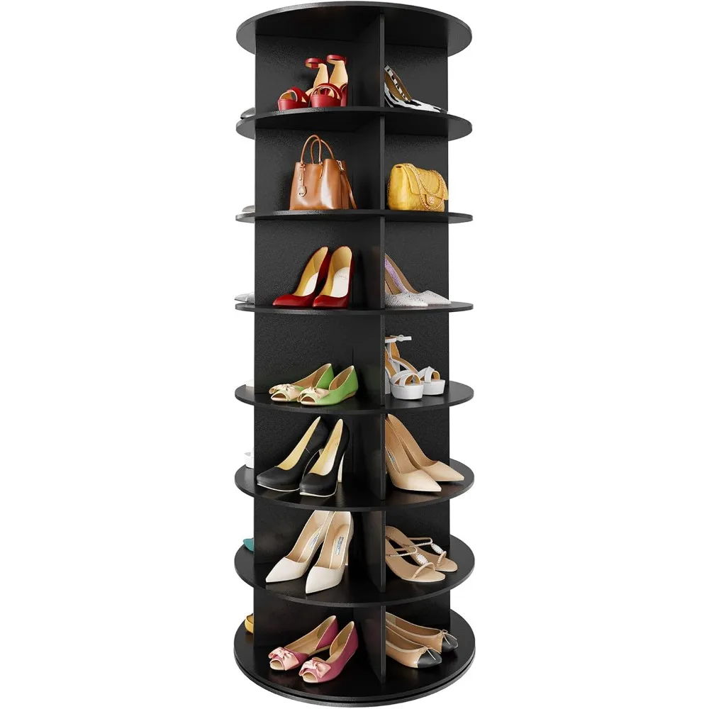 SpaceAid Torre de Zapatero Giratorio de 7 Niveles, Expositor de Zapatos Giratorio Lazy Susan, Zapatero Giratorio 360, Carrusel Redondo de Almacenamiento, Vert