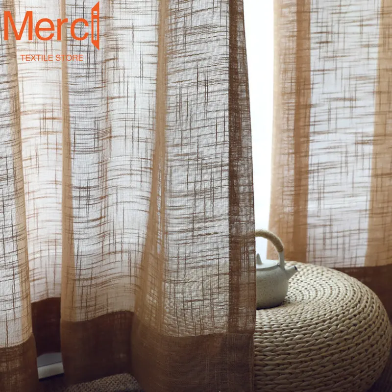 

Modern Curtain for Living Room Bedroom Pure Color Cotton Linen Tulle Fabrics Window Custom Semi-shading Ramie Yarn Sheer