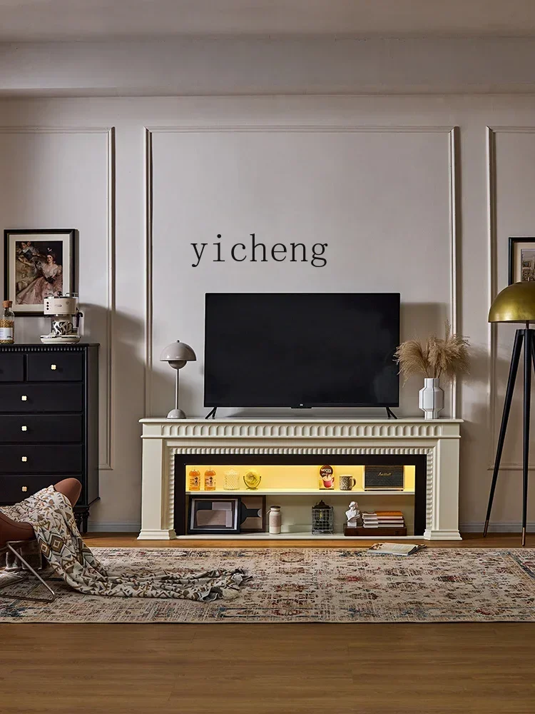 

Fireplace TV Cabinet Integrated New Style White Living Room Decoration Floor Entrance Cabinet