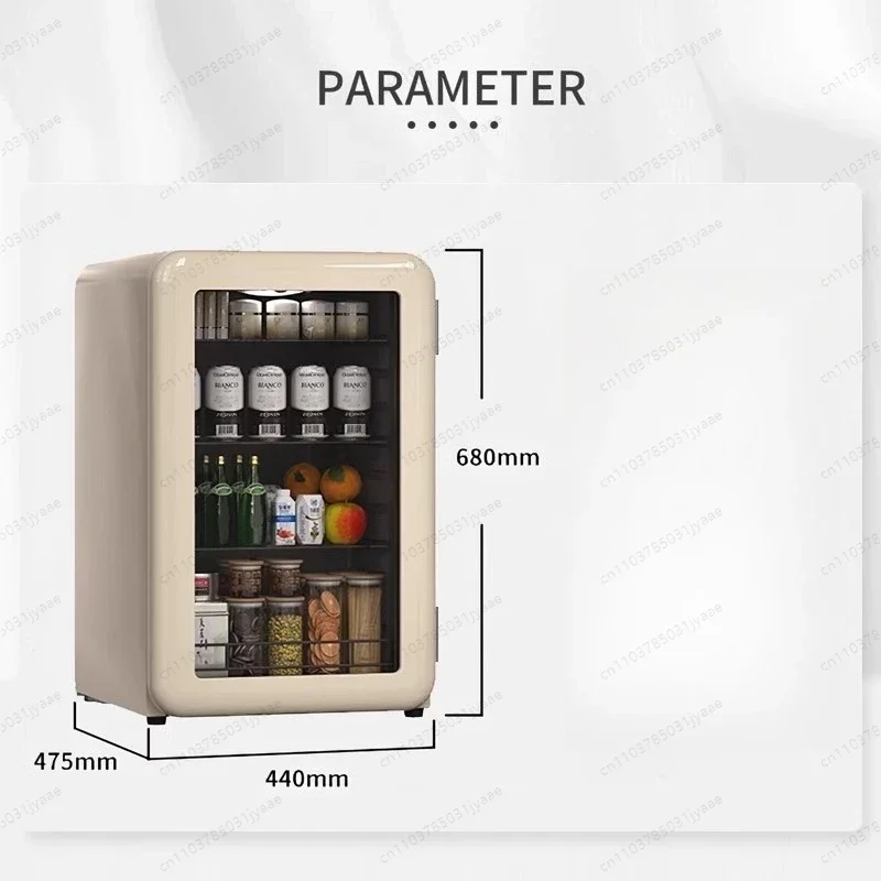

Ретро небольшой холодильник для гостиной, прозрачный чайный холодильник, стеклянная дверь, шкаф для напитков, бытовой