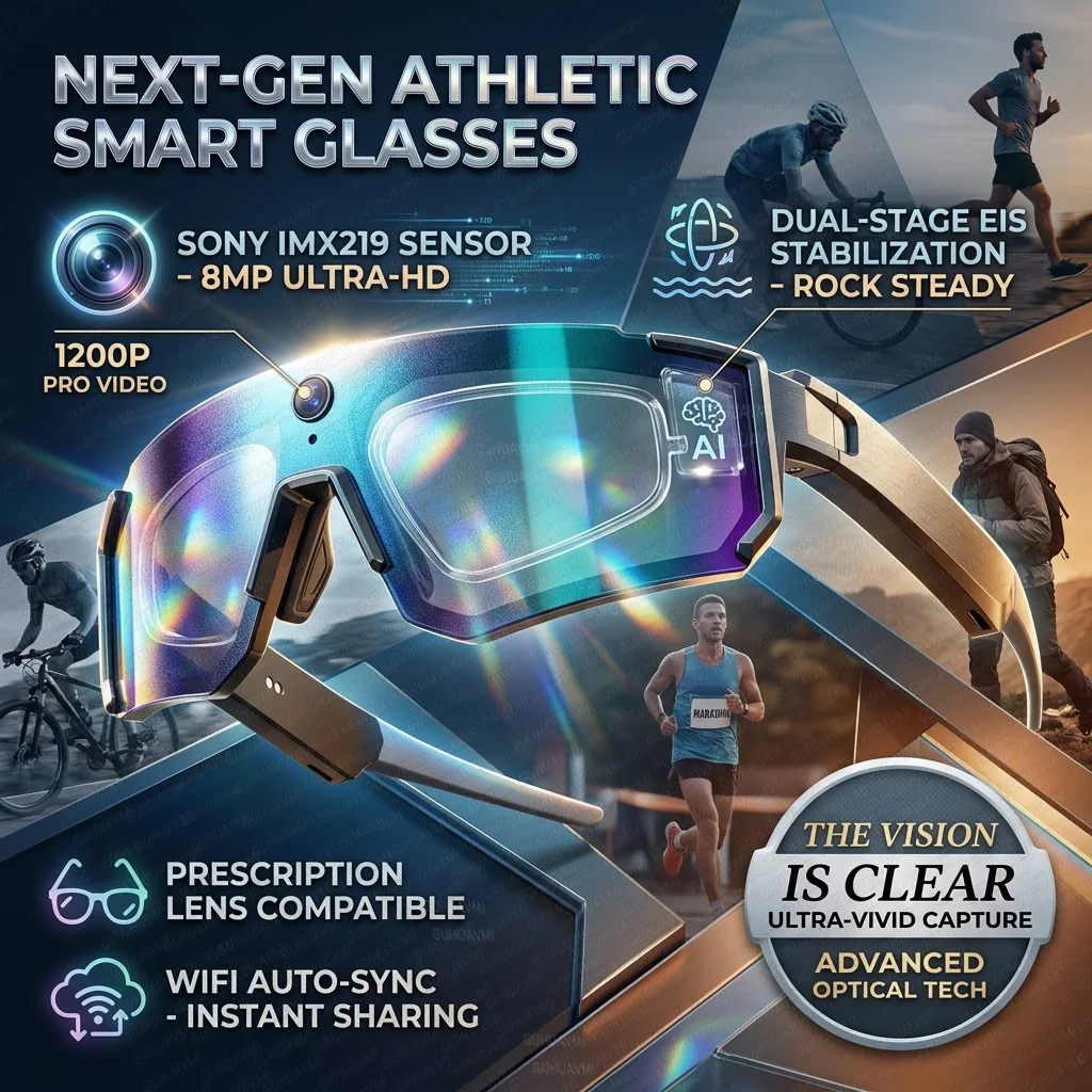 

Новые умные очки с ИИ 800W Pixel AI и поддержкой Chat GPT, запись видео 1200P POV, для мужчин и женщин, память 32 ГБ, Bluetooth-очки