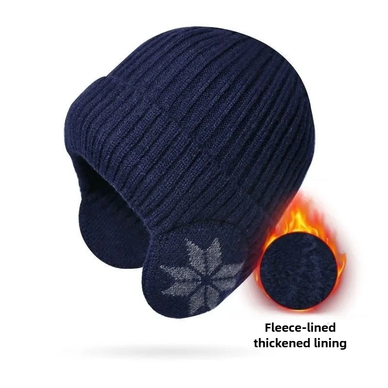 New! For Outdoor Coldproof Ear Protection Wool Caps Snowflake logo Winter Warm Plush Knitted Snow Fashion Hat Unisex