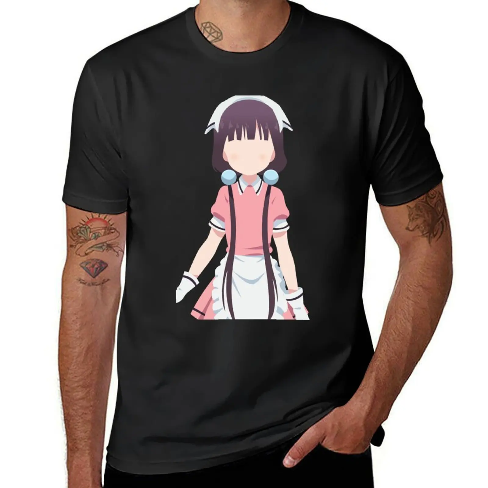 

Anime Girl Maid Minimalist T-shirt tops sweat mens t shirts