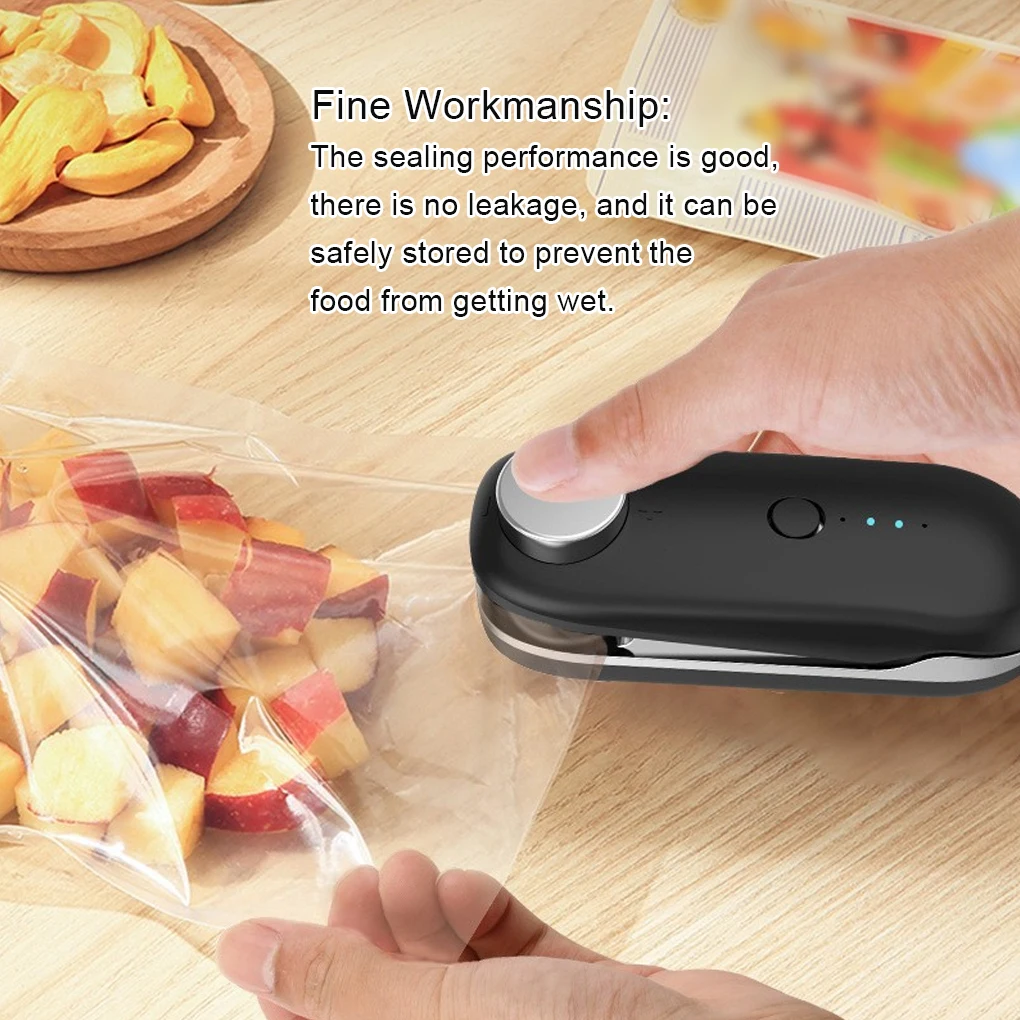 Snack Sealing Clip Mini USB Rechargeable Bag Clips Safety Kitchen Accessory Household Shop Party Food Packaging Tools