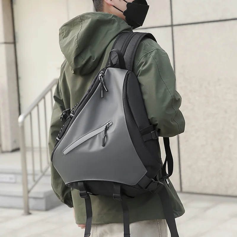 

Men's single shoulder fashion light crossbody men's waterproof large capacity chest bag leisure backpack