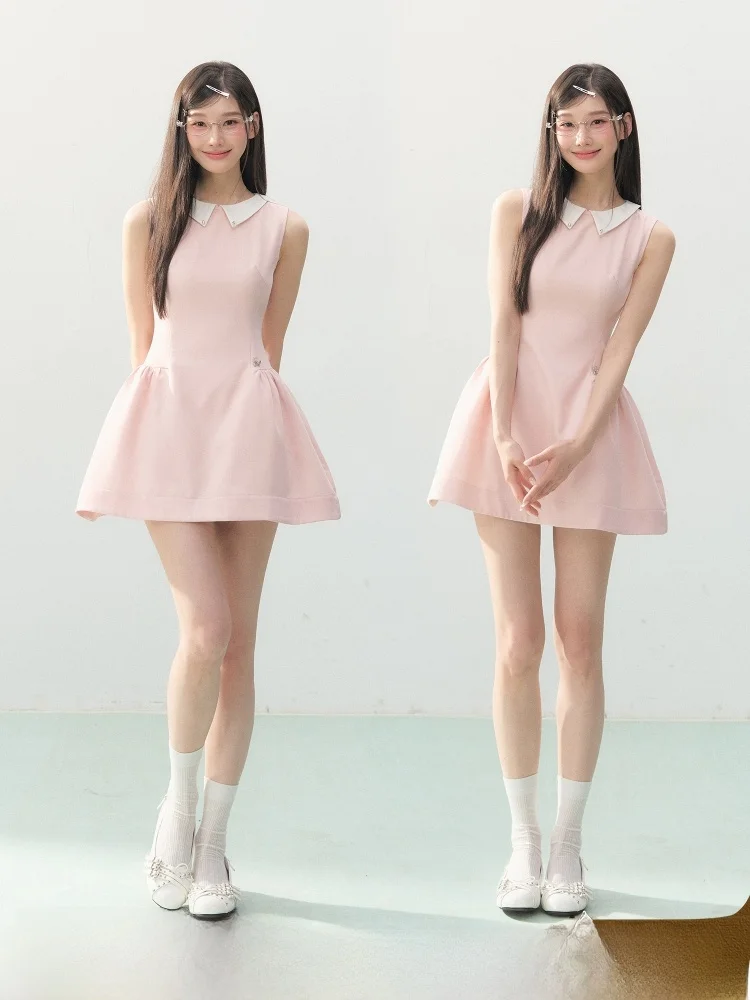 

Летняя новая розовая юбка ELEVEN SP для женщин: милая, в студенческом стиле, элегантная, с молнией, высокой талией, из смеси полиэстера и спандекса