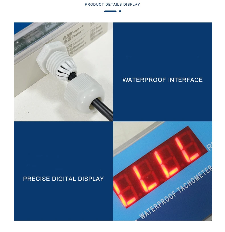 IP68 مقاوم للماء قاعة مقياس سرعة الدوران الرقمي LED سرعة المحرك متر فاحص NPN التبديل تيار مستمر 8-24 فولت 10-9999 دورة في الدقيقة