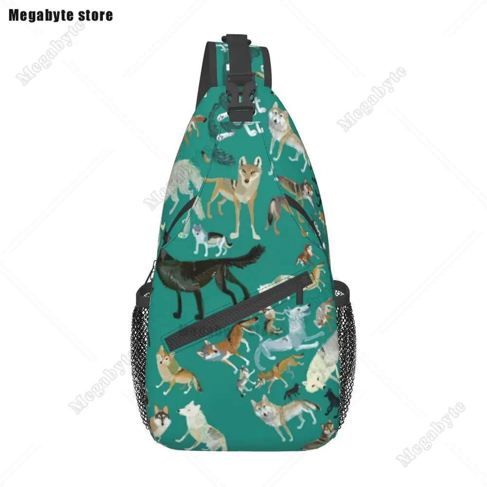 

Wild Wolf Shoulder Bags Animal Print Fun Chest Bag Men University Cycling Sling Bag Outdoor Graphic Design Small Bags
