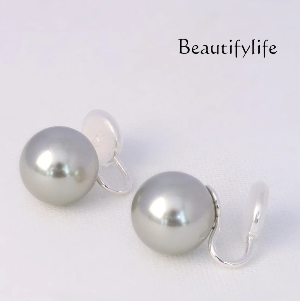 

Серебристо-серые жемчужные зажимы для ушей без отверстий, новые высококачественные дизайнерские серьги-ниши для женщин без отверстий