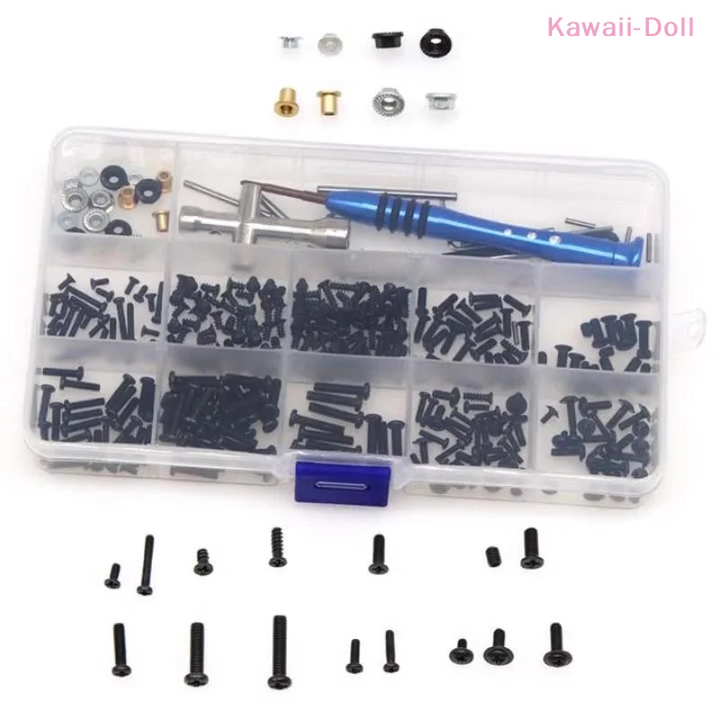 [DO] 1 ensemble de pièces de voiture RC pour WLtoys 144010 144001 144002 124016 124017 124018 124019, boîte à outils de mise à niveau en métal avec vis de rétrofit [DO]