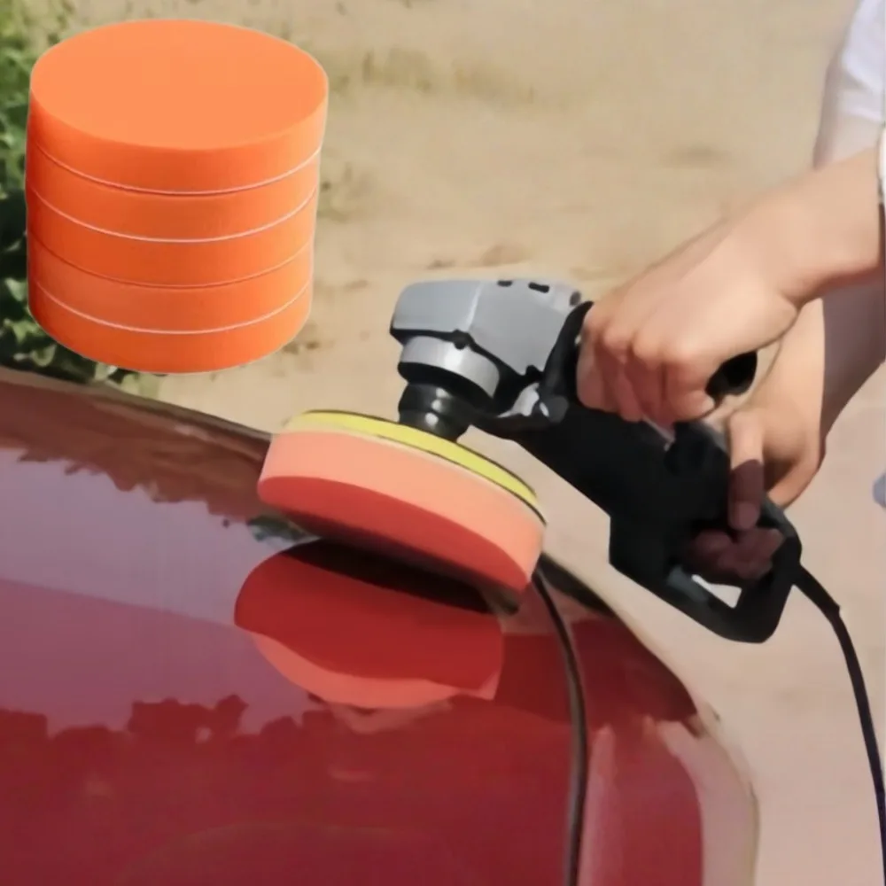 5 Stück 5/6 Zoll Auto-Polierpads Flache Schwamm-Wachspads Selbstklebende Schwammscheiben Auto-Pflege Zubehör