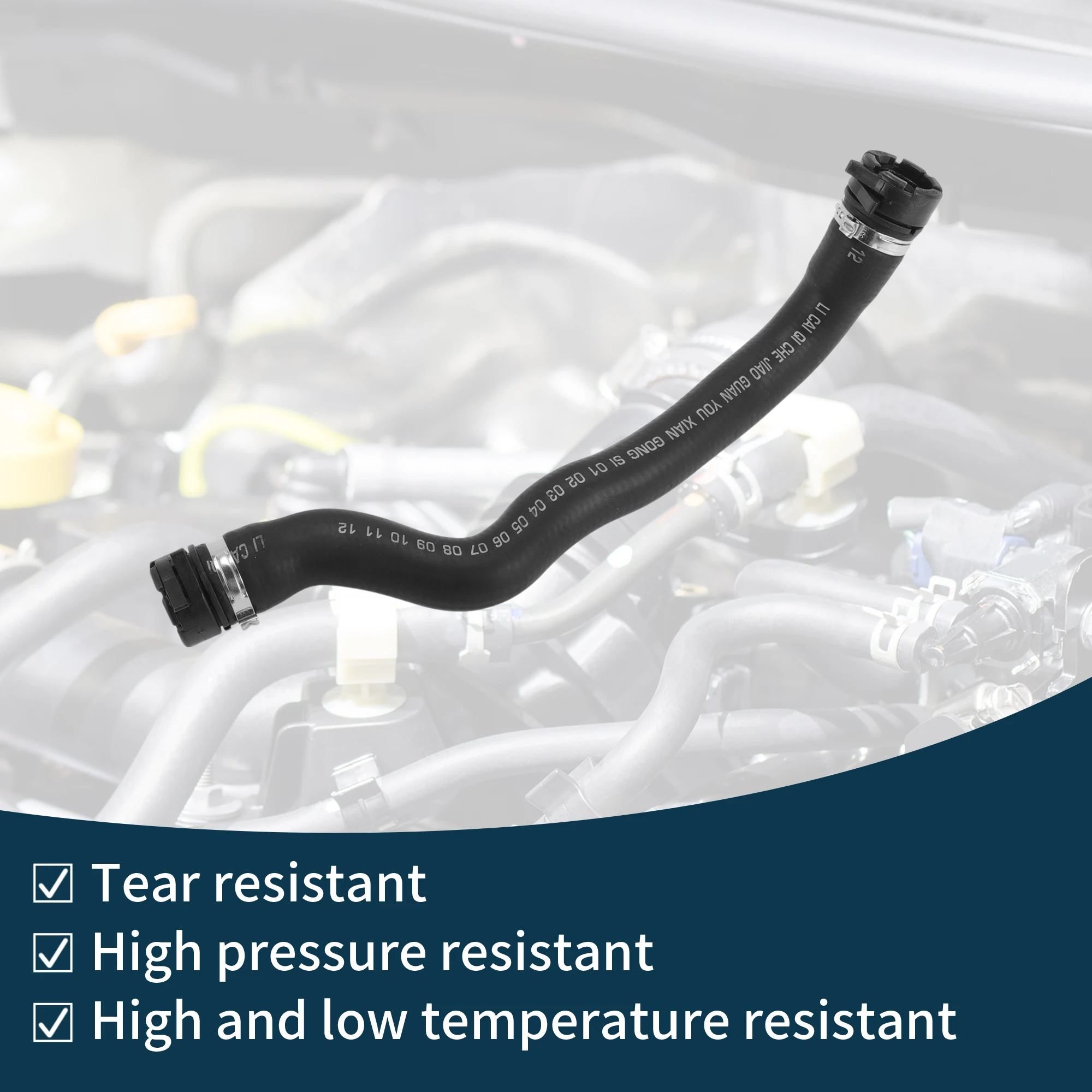 UXCELL Manguera de radiador Manguera de calentador Manguera de salida de radiador para Peugeot 308 2008 No.6466XV Tubo de agua de calefacción de goma Negro 1 Uds