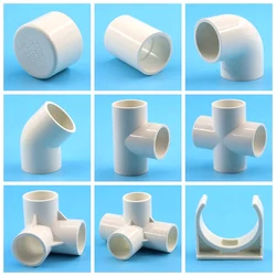 I.D 20/25/32mm White PVC Pipe Fittings Straight Elbow Tee Connector Water Tube Joint Adapter 3 4 5 6 Ways Garden Water Connector