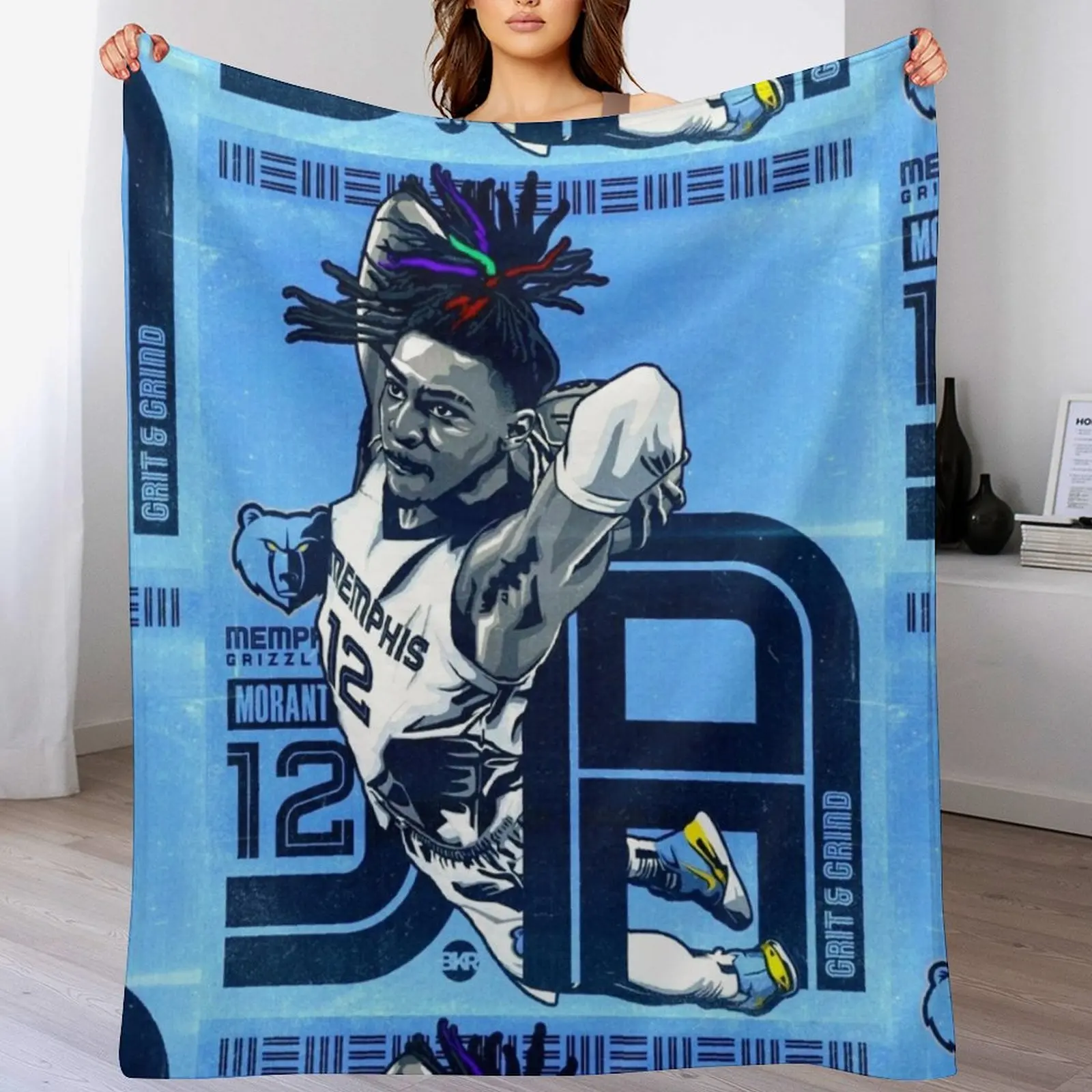 

Morant Grizzlies Throw Blanket Comforter manga Single Soft Plaid Blankets