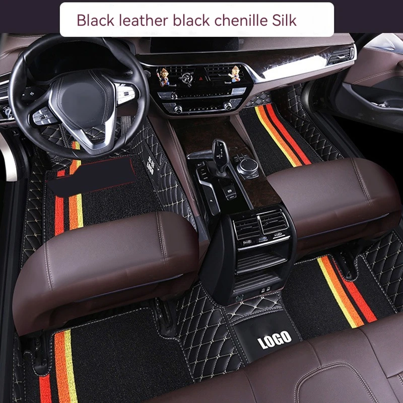 Custom Double Layer Car Leather Floor Mat For Toyota All Model C-hr Rav4 Corolla Toyota Land Cruiser Wish Yaris Car  Accessorie