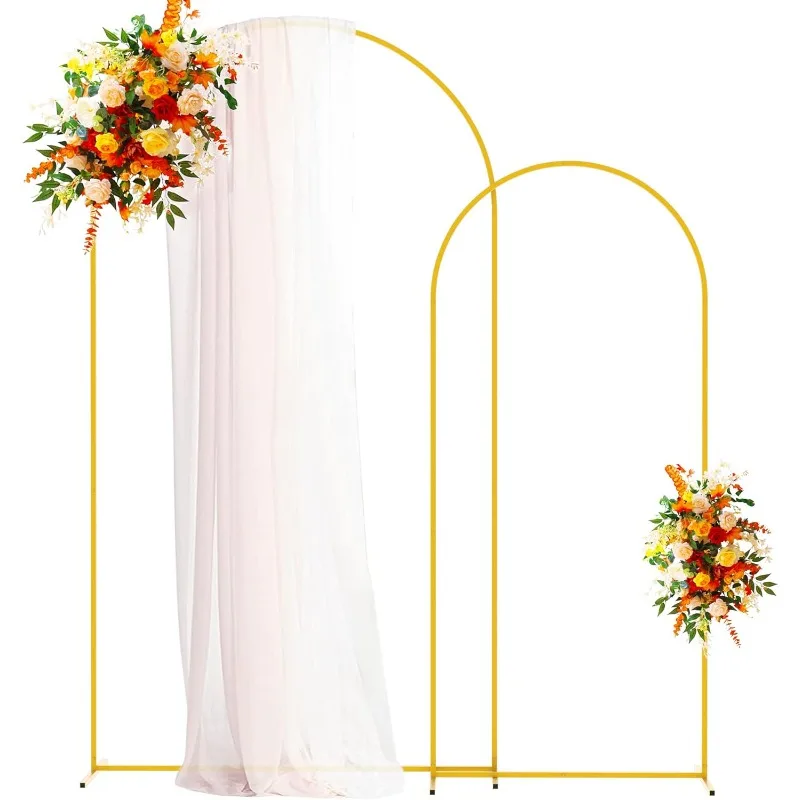 

Metal Arch Backdrop Stand Gold Wedding Arch Stand Set of 2(7.2FT/6FT) Square Arched Frame for Birthday Party Graduation Ceremony