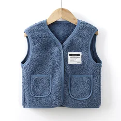 Baby Vest Velvet Autumn Winter Shoulders Children's Spring Autumn Thickened Thermal Vests Wearing Horse Clips Baby Waistcoat