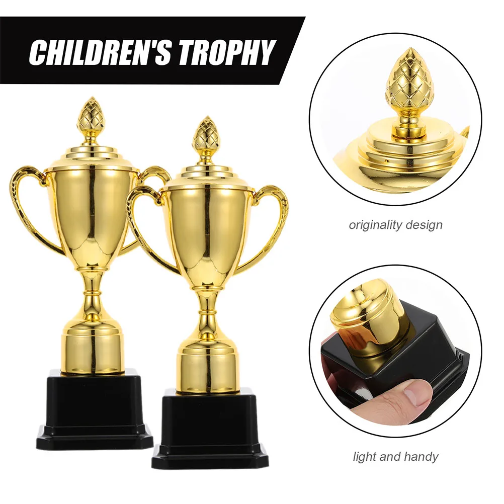 

2 Pcs Children's Trophy Mini Trophies Small for Kids Bulk Football Award Plastic Preschool Toys