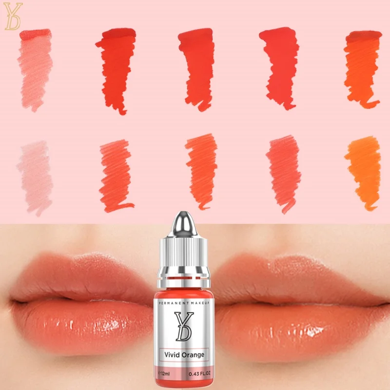 YD REACH certifié Orange et rose pêche série Pigment maquillage Permanent éclaircir l'encre de tatouage des lèvres foncées adapté à la peau à Base jaune
