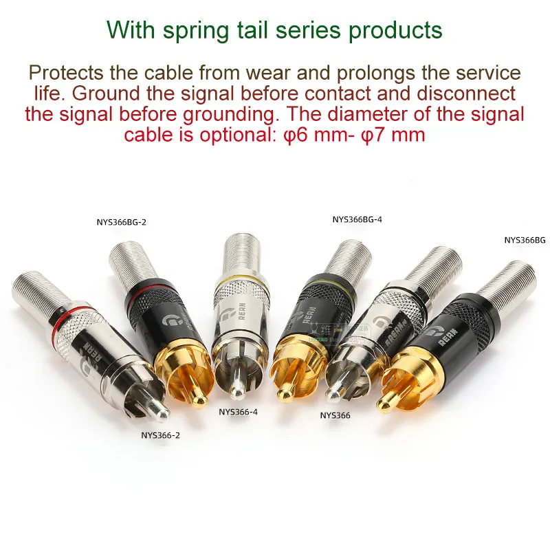 REAN NYS366 RCA Lotus Connector/Audio Video Plug AV Gold Plated Heated DVD Solder RCA Plug With Color Ring