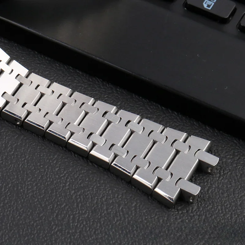 For Ap Royal Oak Series Men Stainless Steel Watch Strap Double Press Buckle 26mm Special Concave-Convex 15400 15500  Watchbands